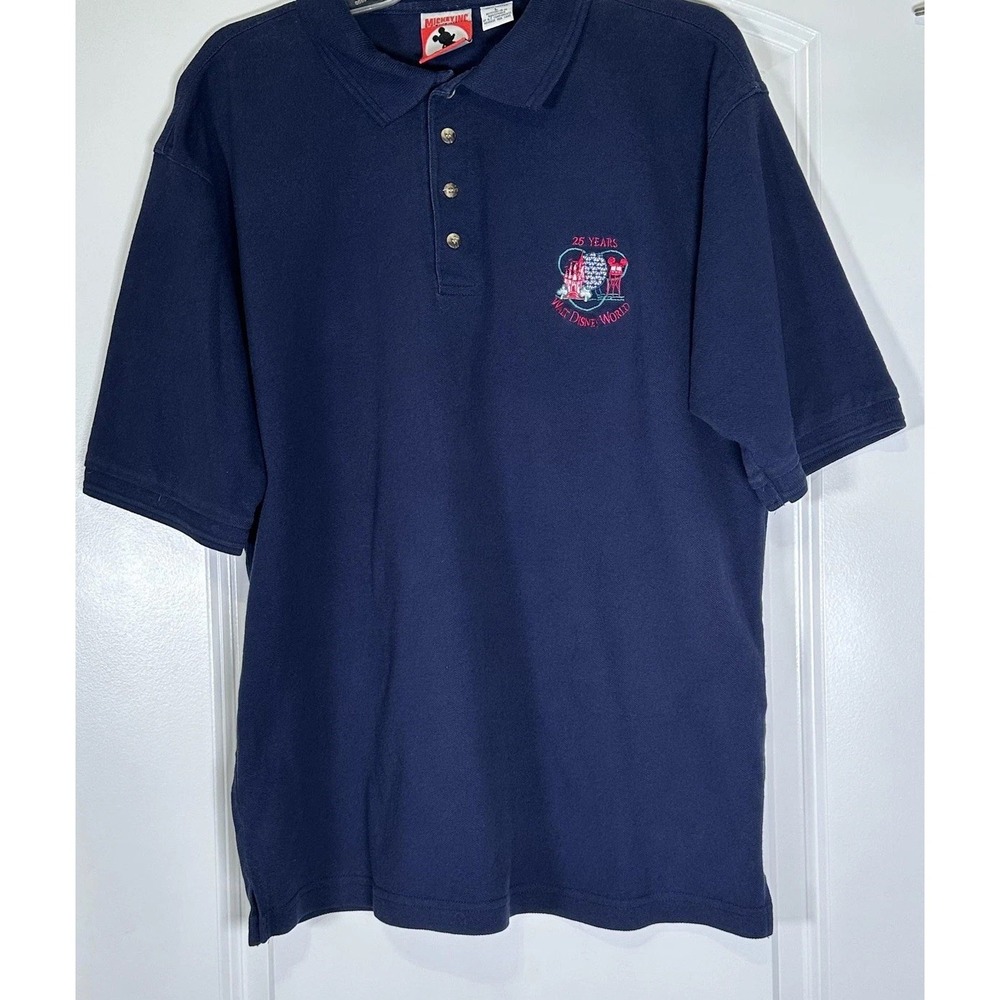 Vintage‎ Walt Disney World Polo Shirt Mens Large 25 Years Anniversary Mickey 90s